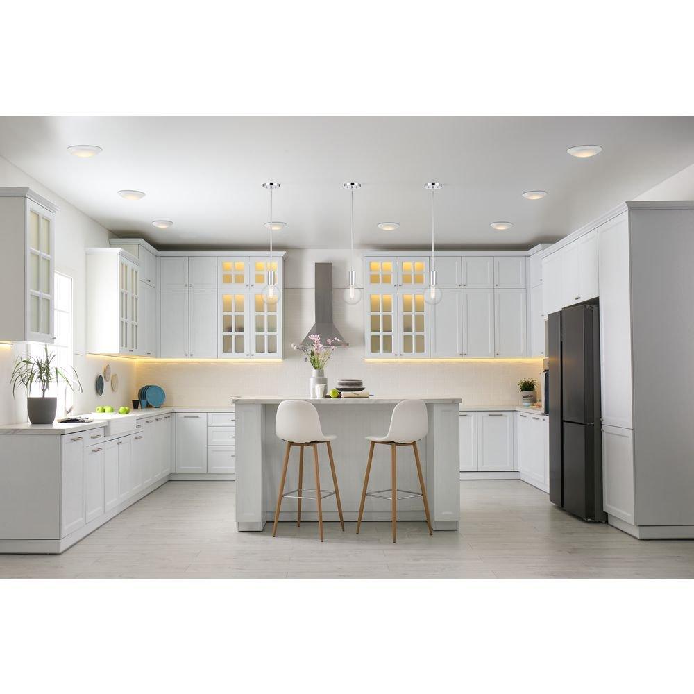 13W 8in. Wide LED Flush Mount Bowl Ceiling Fixture with Shade in White 