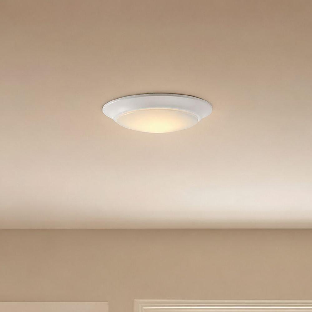 13W 8in. Wide LED Flush Mount Bowl Ceiling Fixture with Shade in White 