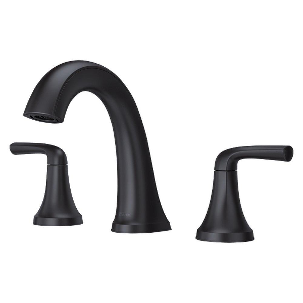 Pfister Matte Black Two Handle Widespread Bathroom Sink Faucet 