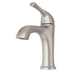 Single Handle Monoblock Bathroom Sink Faucet in Spot Defense&trade; Brushed Nickel