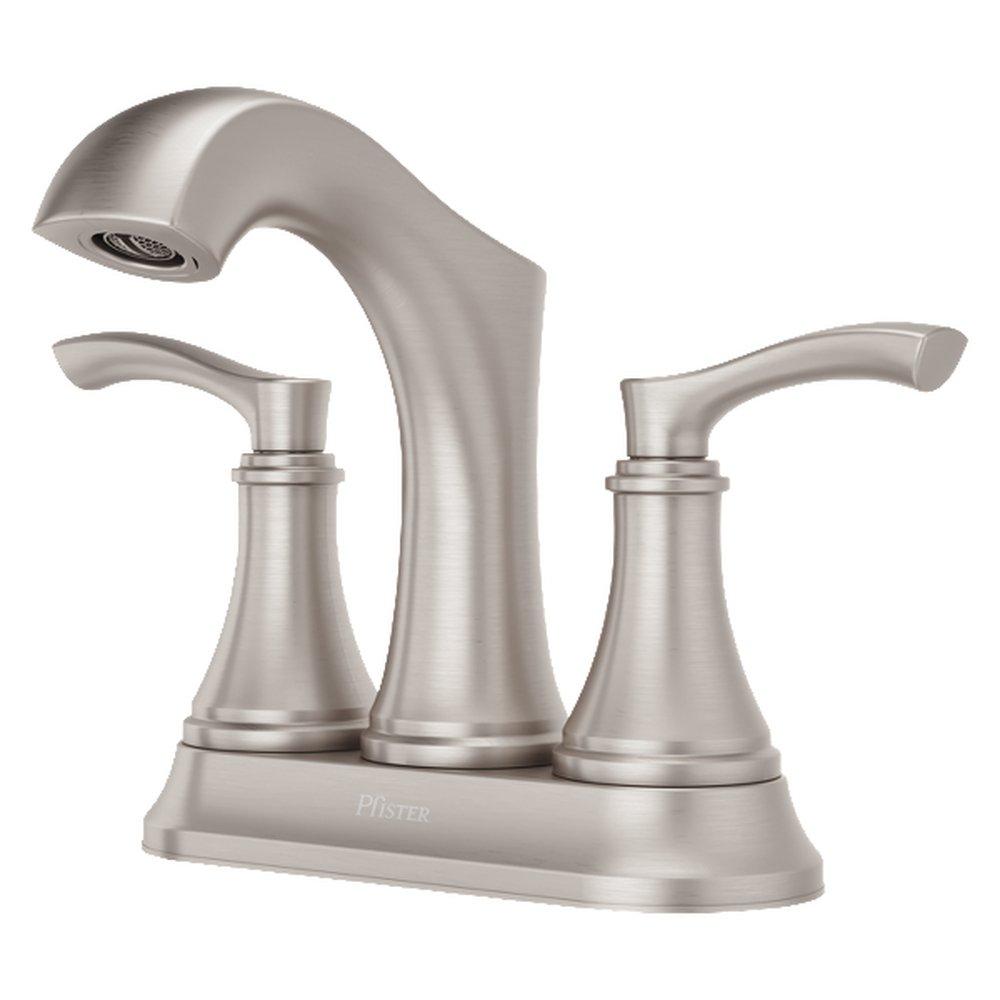 Pfister Spot Defense Brushed Nickel Two Handle Centerset Bathroom Sink Faucet 
