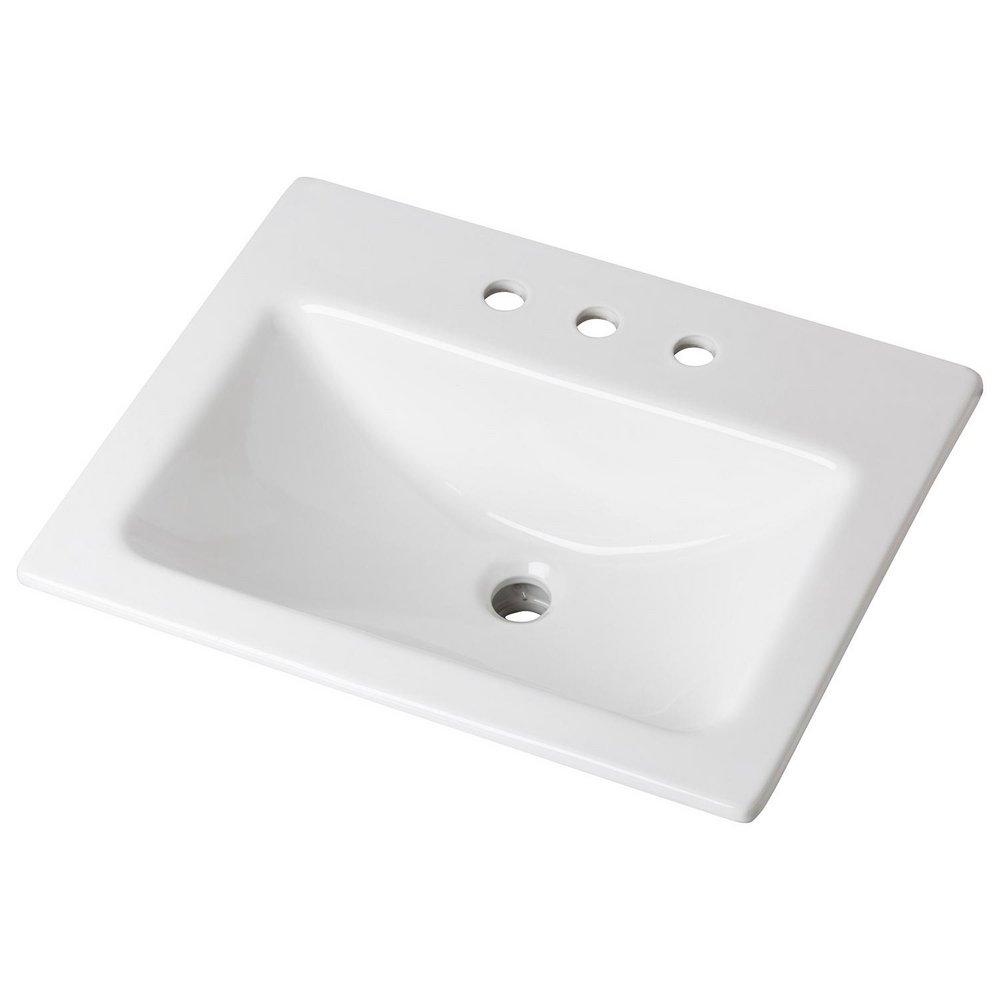 COUNTERTOP LAVATORY 20-7/8 X17-3/4 RECTANGLE WITH U-SHAPED BASIN - LOW-PROFILE - 4 CC WHITE 