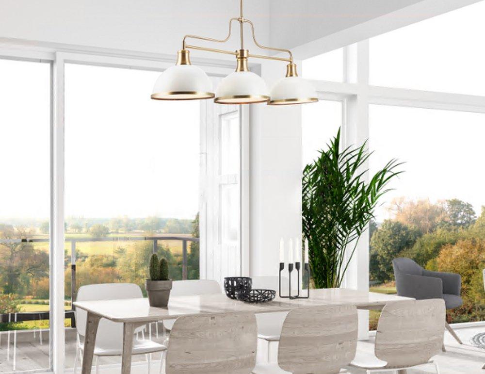 Globe Electric Company Matte White 36-1/3 x 59-1/2 in. 60W 3-Light 1-Tier Chandelier 