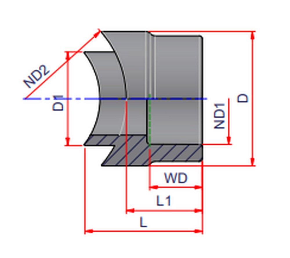 NIRON Grey Corrugated x Flush Solvent Weld PVC Downspout Adapter 