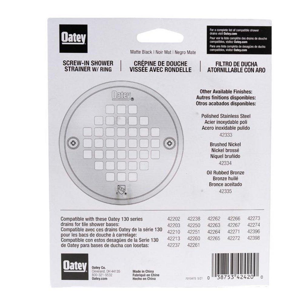 Oatey&reg; Matte Black 4-37/100 in. Screw-In Stainless Steel Strainer 