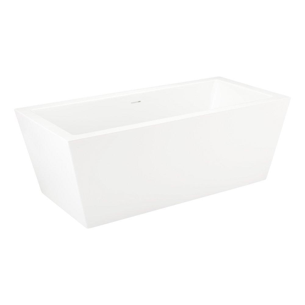 59 in. Freestanding Bathtub with Center Drain in White 