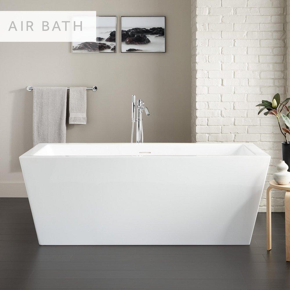 59 x 32 in. Freestanding Bathtub with Center Drain in White 