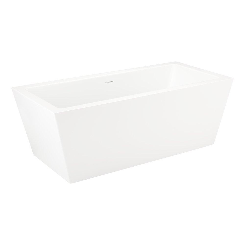 59 x 32 in. Freestanding Bathtub with Center Drain in White 