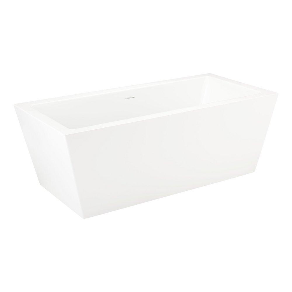 59 x 32 in. Freestanding Bathtub with Center Drain in White 