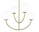 30 x 79-1/2 in. 60W 4-Light 2-Tier Modern Chandelier in Burnished Brass