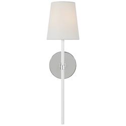 60W 1-Light 18-7/8 in. Wall Sconce in Polished Nickel with Gloss White