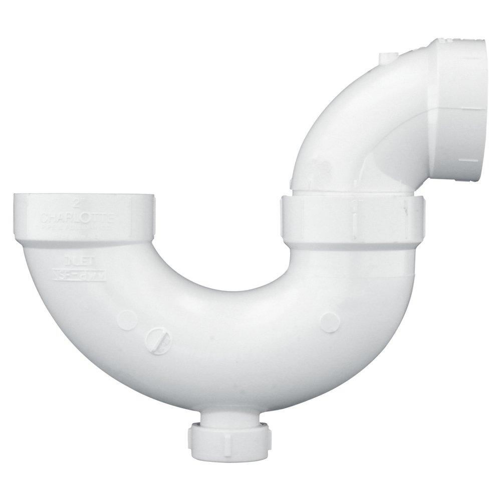 White PVC DWV P-Trap with Cleanout 