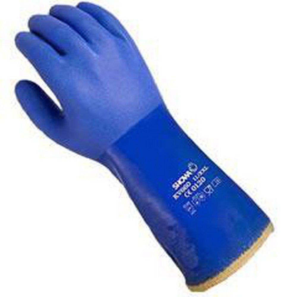 SHOWA KV660 KEVLAR LINED ANSI CUT LEVEL 3 GLOVE BLUE PVC COATING ROUGH GRIP 72/CA 300-320MM LONG 12 INCH EXTRA LARGE XL 