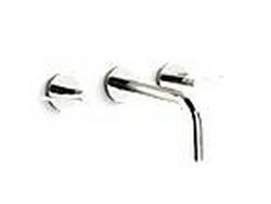 Two Handle Wall Mount Widespread Bathroom Sink Faucet in Nickel Silver