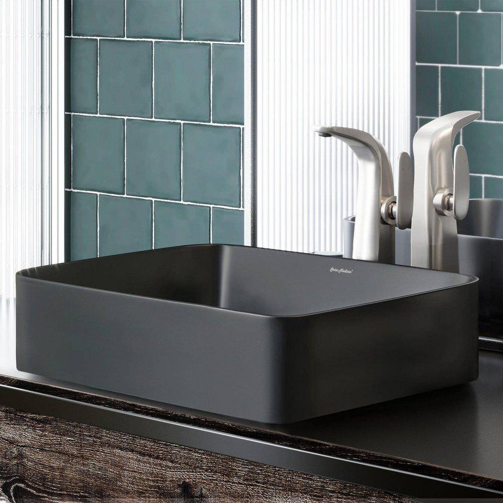 Swiss Madison Matte Black Vessel Mount Bathroom Sink 