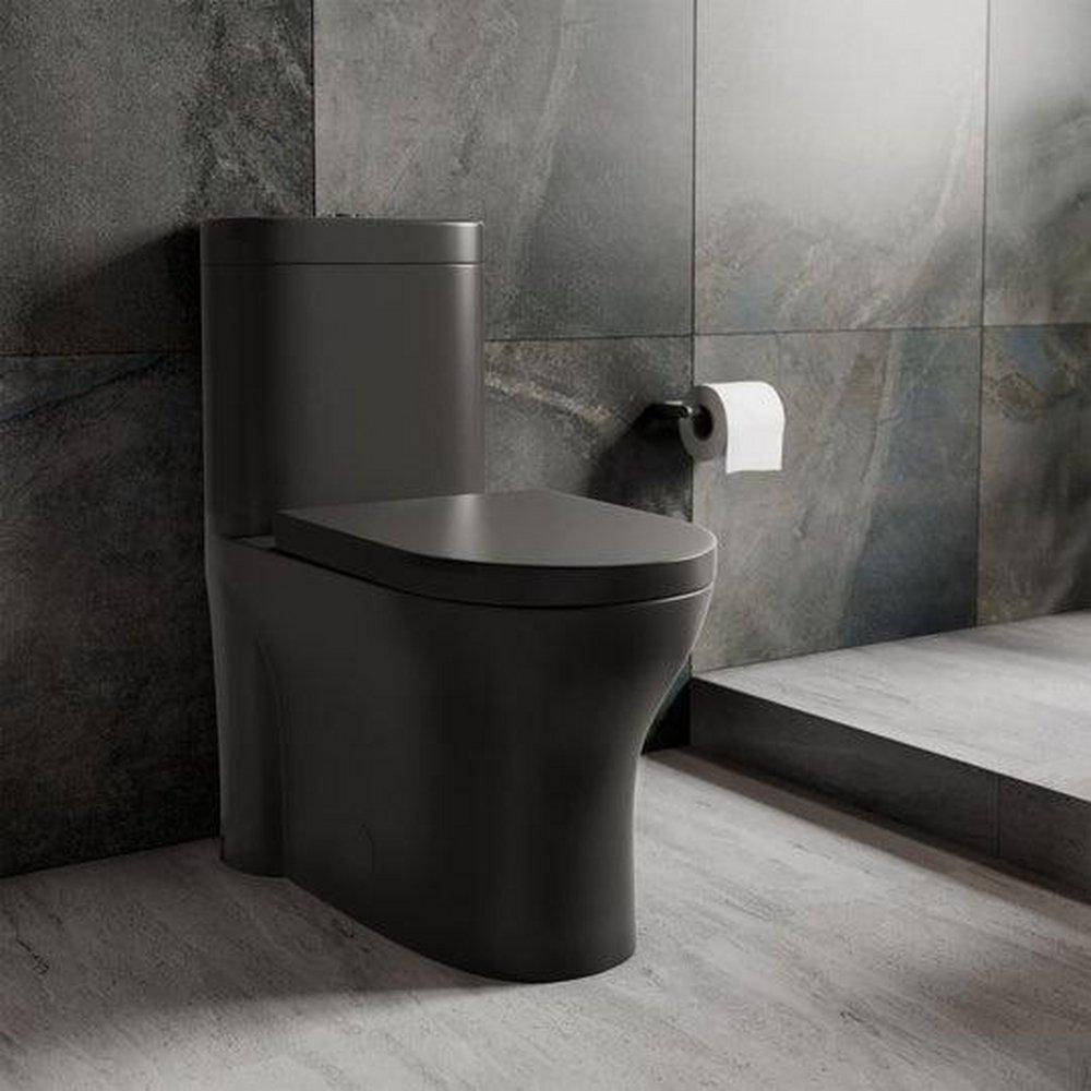 MONACO ONE-PIECE ELONGATED TOILET DUAL-FLUSH MATTE BLACK 11/16 GPF 