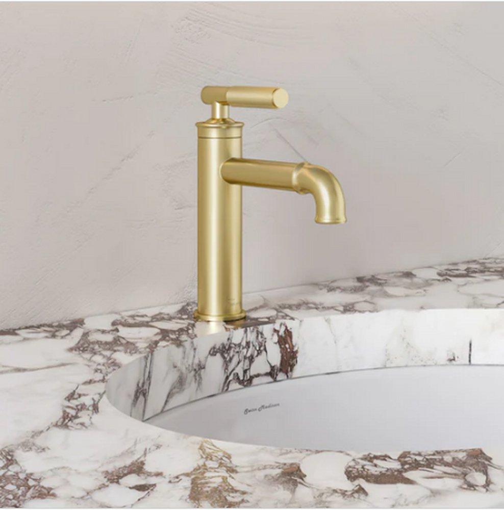 AVALLON SINGLE HOLE SINGLE-HANDLE SLEEK BATHROOM FAUCET IN BRUSHED GOLD 