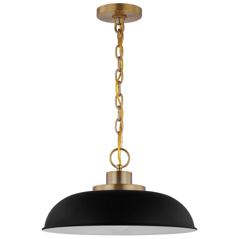 NUVO Matte Black/Burnished Brass 100W 1-Light Medium E-26 Incandescent Pendant 