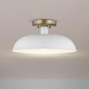 COLONY 1 LIGHT SMALL FLUSH MOUNT FIXTURE MATTE WHITE WITH BURNISHED BRASS 