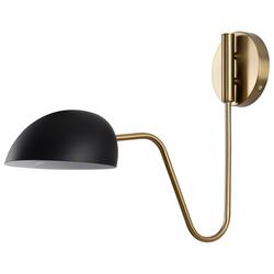 60W 1-Light 16 in. Wall Sconce in Matte Black with Burnished Brass