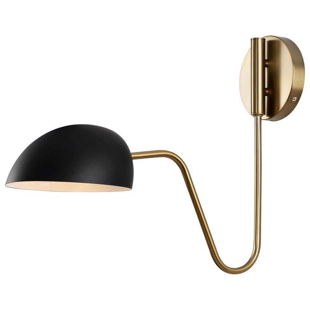 NUVO Matte Black/Burnished Brass 60W 1-Light 16 in. Wall Sconce 