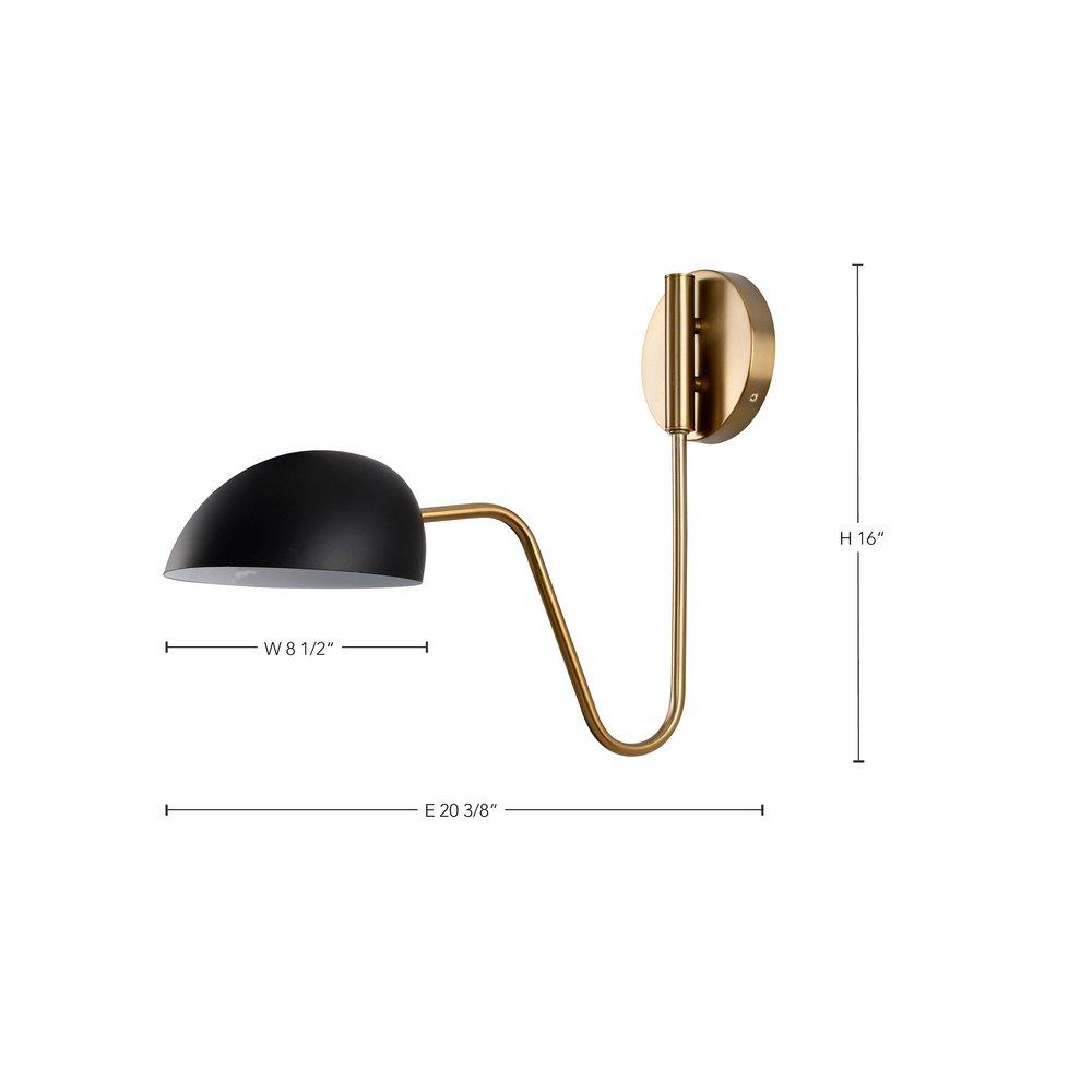 NUVO Matte Black/Burnished Brass 60W 1-Light 16 in. Wall Sconce 