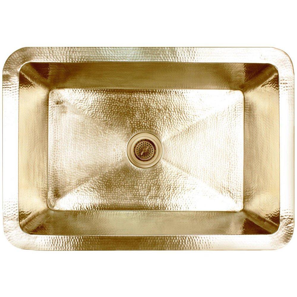 Linkasink Satin Unlacquered Brass 30 x 20 in. No Hole Stainless Steel 1 Bowl Dual Mount Kitchen Sink 