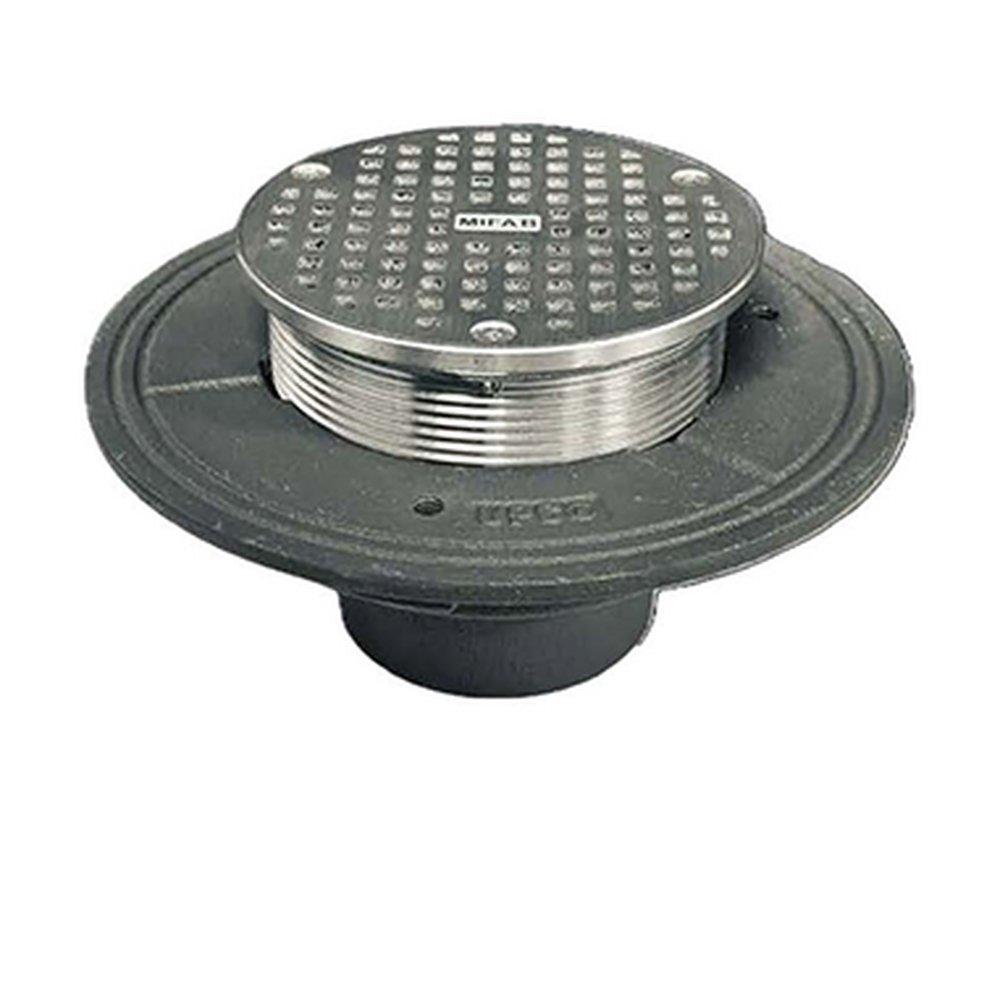 4 in. Push Connect Floor Drain with 6 in. Nickel Bronze Strainer 