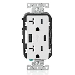 20A 125V Duplex Tamper-Resistant Receptacle with USB Charger in White