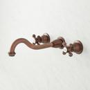 Signature Hardware Oil Rubbed Bronze Two Handle Wall Mount Widespread Bathroom Sink Faucet 