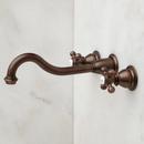 Signature Hardware Oil Rubbed Bronze Two Handle Wall Mount Widespread Bathroom Sink Faucet 