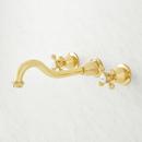 Signature Hardware Oil Rubbed Bronze Two Handle Wall Mount Widespread Bathroom Sink Faucet 