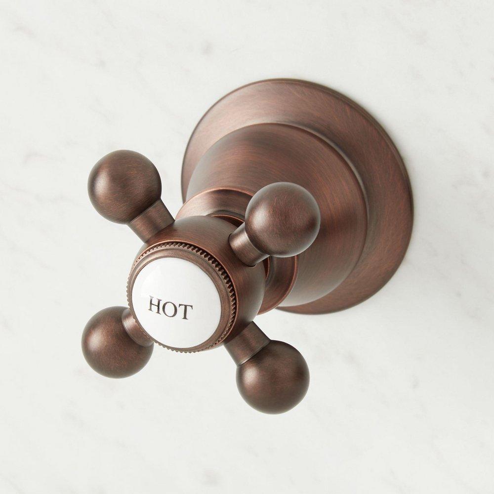 Signature Hardware Oil Rubbed Bronze Two Handle Wall Mount Widespread Bathroom Sink Faucet 