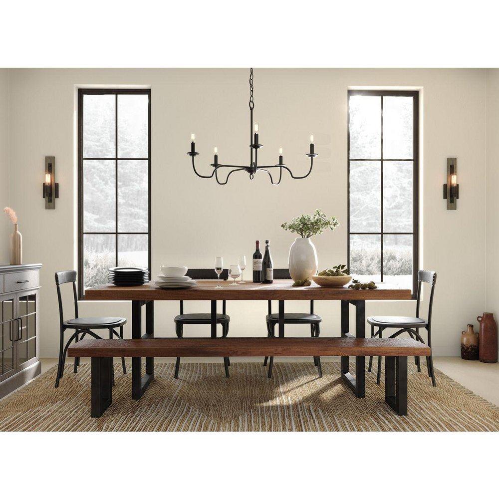 Progress Lighting Matte Black 30-3/25 x 18 in. 60W 5-Light 1-Tier Incandescent Farmhouse Chandelier 