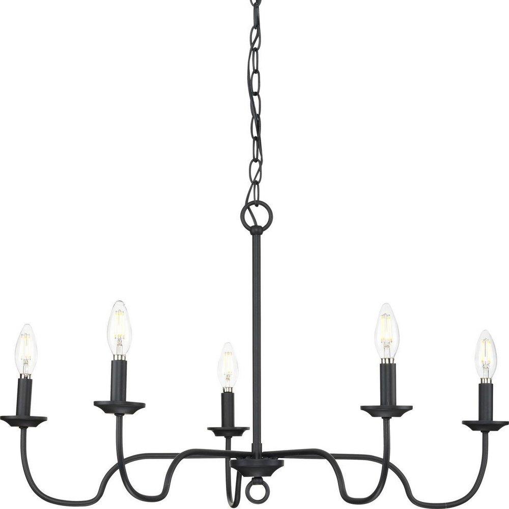 FIVE LIGHT MATTE BLACK FARMHOUSE CH 