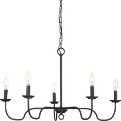 30-3/25 x 18 in. 60W 5-Light 1-Tier Incandescent Farmhouse Chandelier in Matte Black