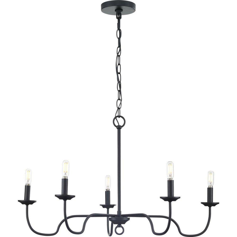 FIVE LIGHT MATTE BLACK FARMHOUSE CH 