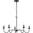 FIVE LIGHT MATTE BLACK FARMHOUSE CH 