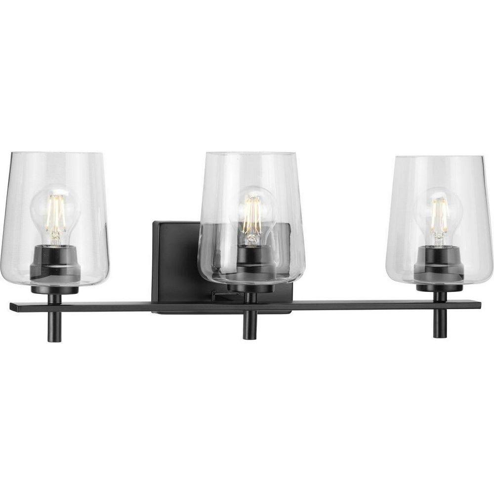 Progress Lighting Matte Black 60W 3-Light Medium E-26 Vanity Fixture 