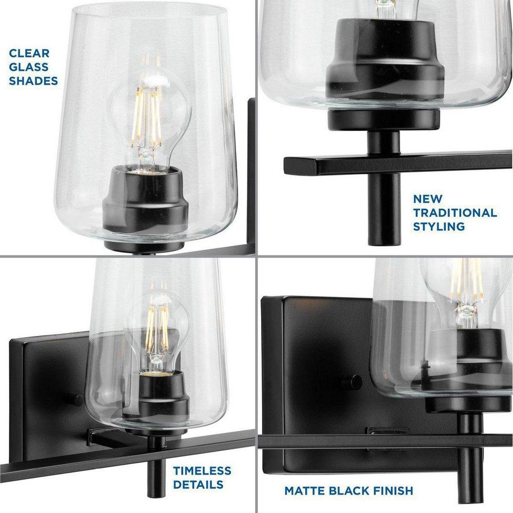 THREE LIGHT MATTE BLACK BATH VANITY 