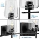 THREE LIGHT MATTE BLACK BATH VANITY 