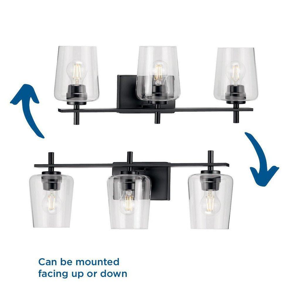 THREE LIGHT MATTE BLACK BATH VANITY 