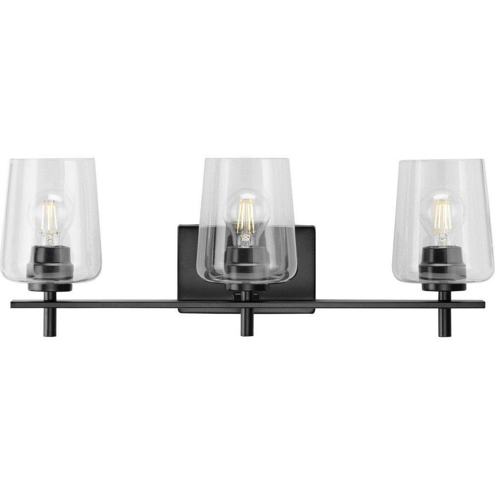 THREE LIGHT MATTE BLACK BATH VANITY 