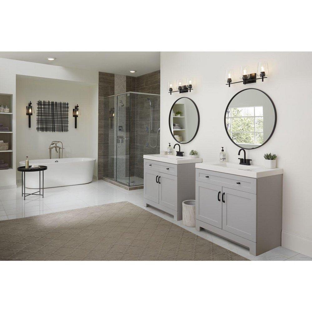 THREE LIGHT MATTE BLACK BATH VANITY 
