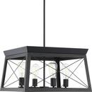 20 x 12 in. 100W 4-Light 1-Tier LED Farmhouse Chandelier in Cerused Black Oak with Textured Black