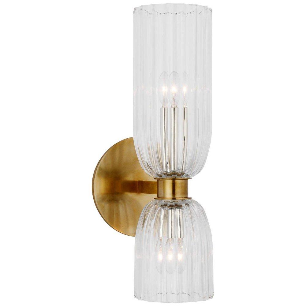 Visual Comfort & Co. Signature Hand-Rubbed Antique Brass 5.5W 2-Light Candelabra E-12 Vanity Fixture 