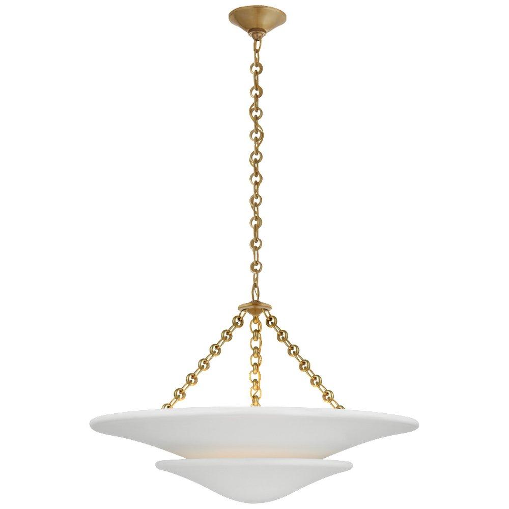 Visual Comfort & Co. Signature Hand-Rubbed Antique Brass 16-3/4 x 25 in. 6.5W 3-Light LED Modern Chandelier 