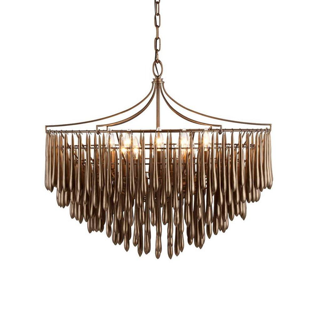 VACARRO MEDIUM CHANDELIER ANTIQUE BRONZE LEAF 