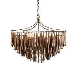 10-Light 31 in. Wide Abstract Chandelier in Antique Bronze Leaf