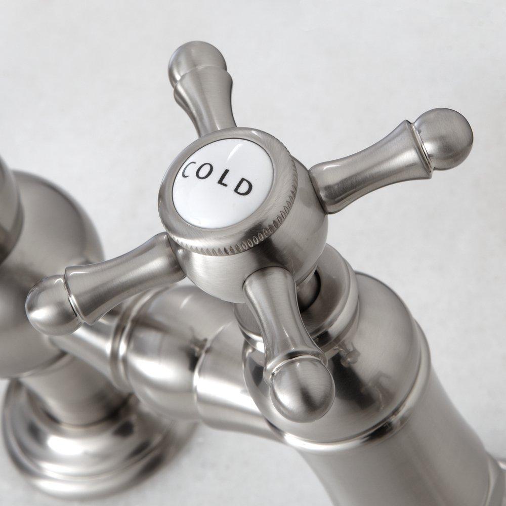 Signature Hardware Brushed Nickel Bridge Bathroom Sink Faucet 
